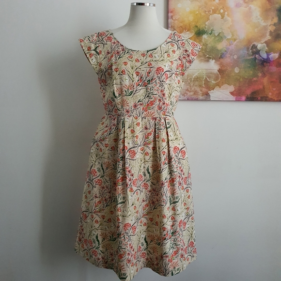 MahaShe Size 16 Cream Cap Sleeve Fit and Flare Dress with Pockets NWOT - Picture 13 of 13